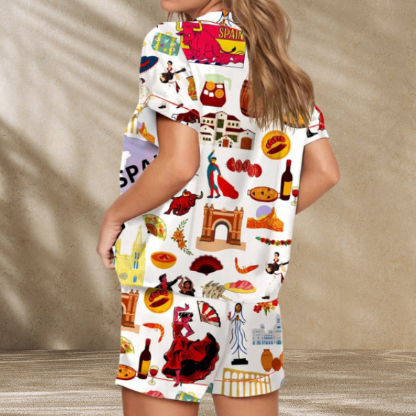 Spain Travel Satin Pajama Set