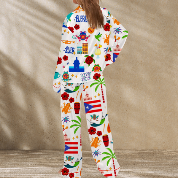 Puerto Rico Vacation Satin Pajama Set For Women