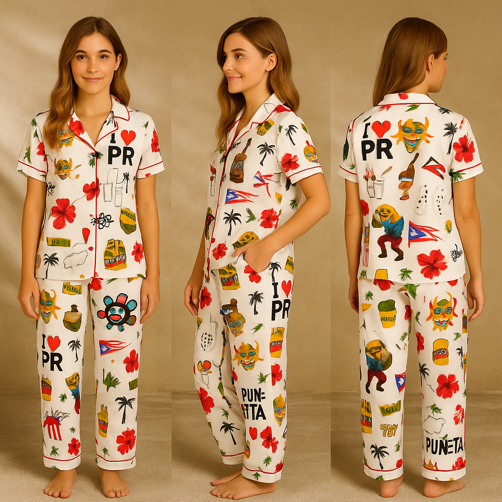 Puerto Rico Satin Pajama Set For Women