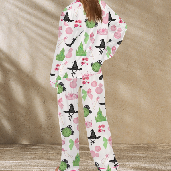 Wicked Pink And Green Satin Pajama Set For Women