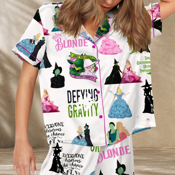 Wicked Elphaba And Glinda Satin Pajama Set For Women