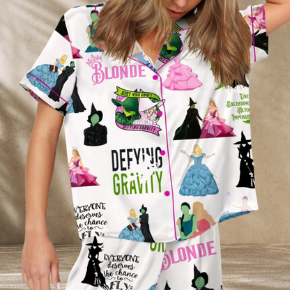 Wicked Elphaba And Glinda Satin Pajama Set For Women