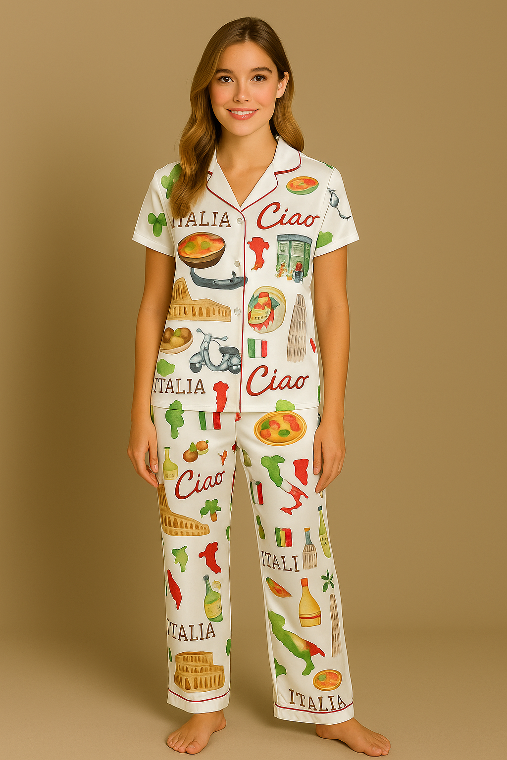 Rome Italy Travel Jubilee Satin Pajama Set For Women