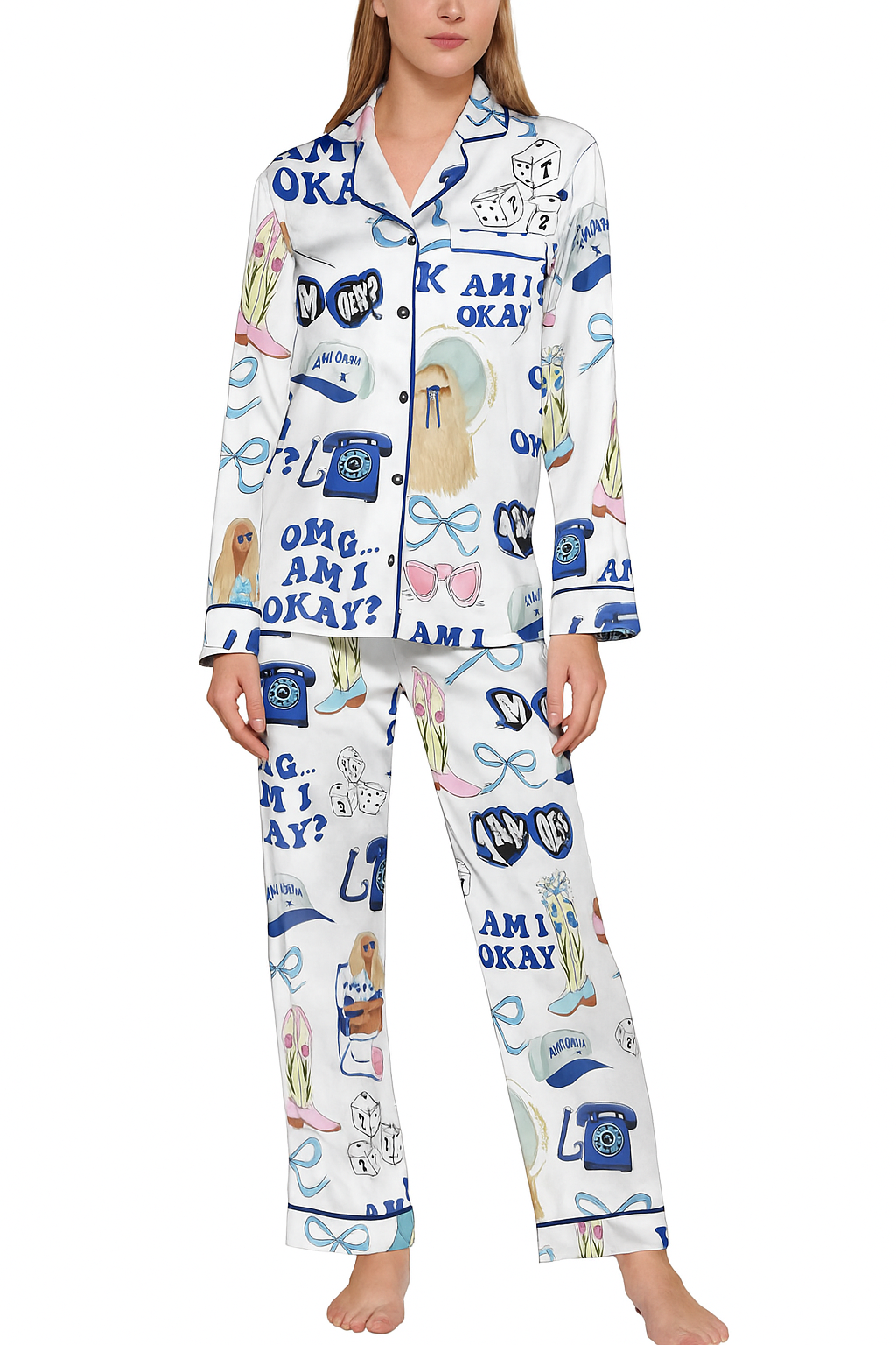 Am i Okay Satin Pajama Set For Women