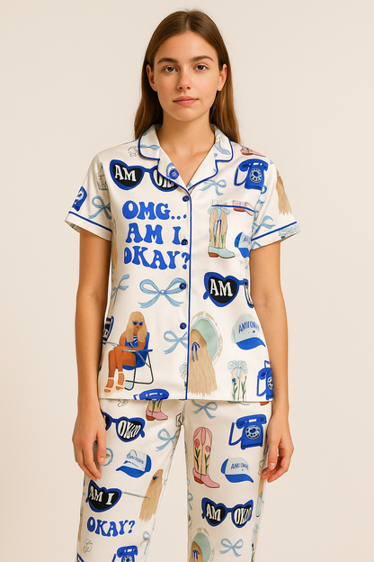 Am i Okay Satin Pajama Set For Women